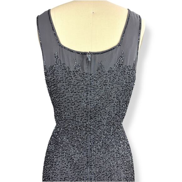 BASIX II pure silk gray beaded cocktail party dress with matching shawl SIZE 12 - Picture 13 of 16